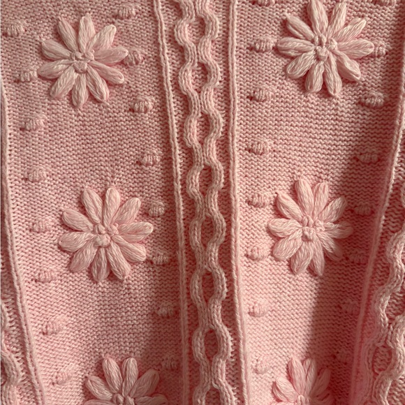 NWT Marled Pink Blossom Decorative Spring Sweater - Picture 4 of 7